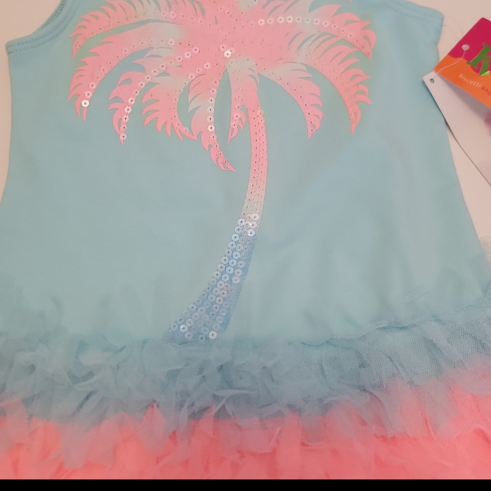 Kate Mack Pink and Blue Tropical Tank Top Dress